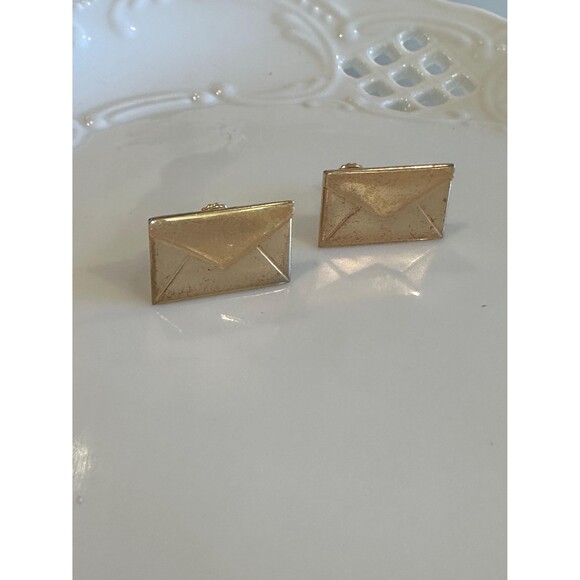 Vintage Envelope Screw Back Earrings Letter Earrings - Picture 3 of 3